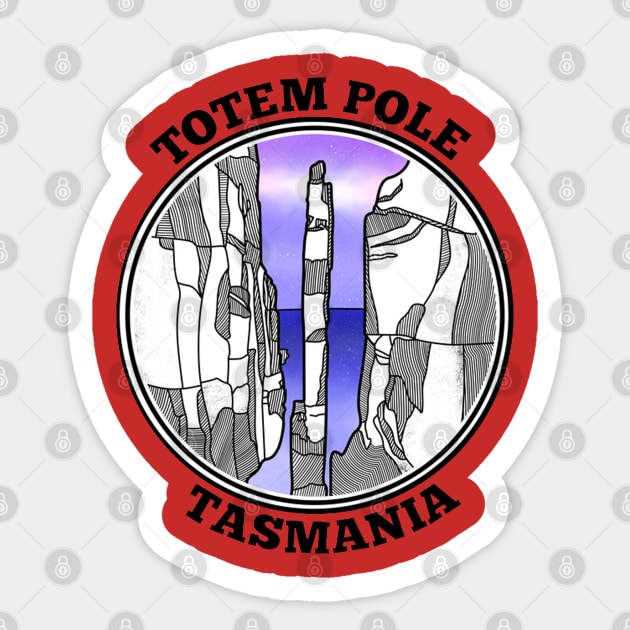 The totem pole Tasmania Sticker by Bekker